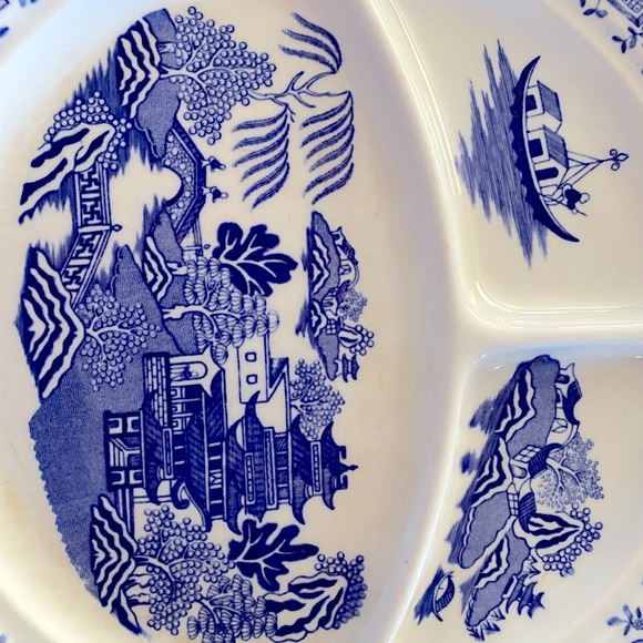 Vintage Bailey Walker Blue Willow Divided Plate - Picture 2 of 3
